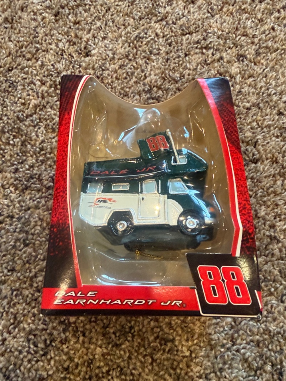 Dale Earnhardt Jr. #88 Camper Ornament - Black & White with Red Accents